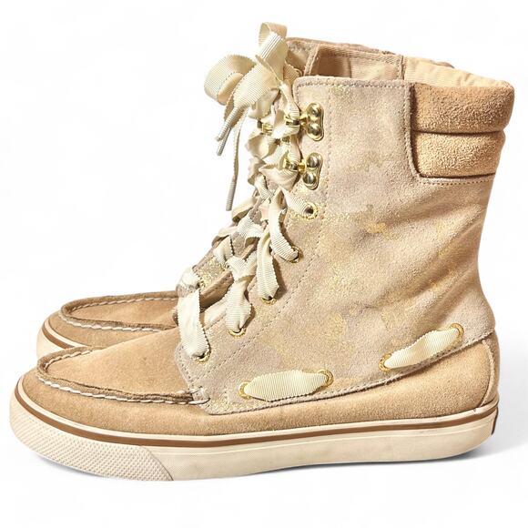 Sperry Top-Sider‎ Acklins Y2K Womens 6 Gold Camo Leather Lace-up High Top Boots - Picture 3 of 11